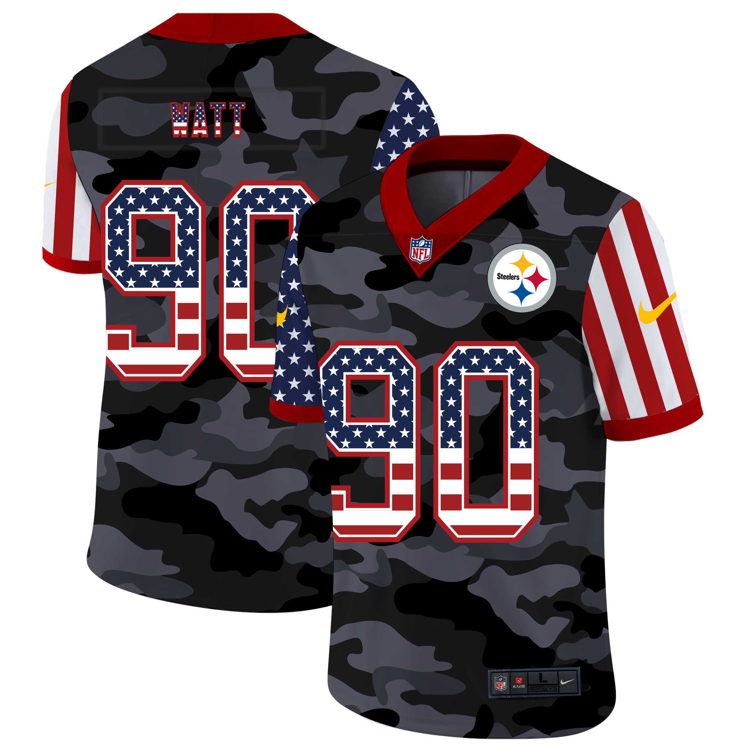 Men Pittsburgh Steelers #90 Watt 2020 Nike Camo USA Salute to Service Limited NFL Jerseys->pittsburgh steelers->NFL Jersey